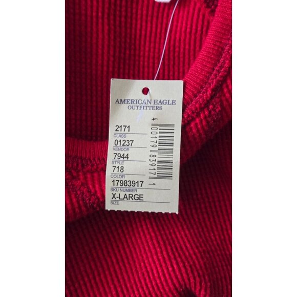 American Eagle Outfitters Men's Waffle Knit Thermal Top Pullover red size XL - Picture 4 of 10